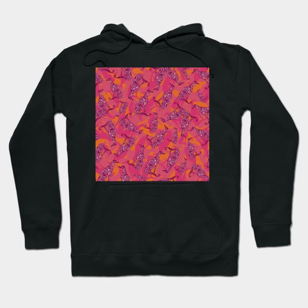 Greyhound Camo - Hot Pink Hoodie by lottibrown